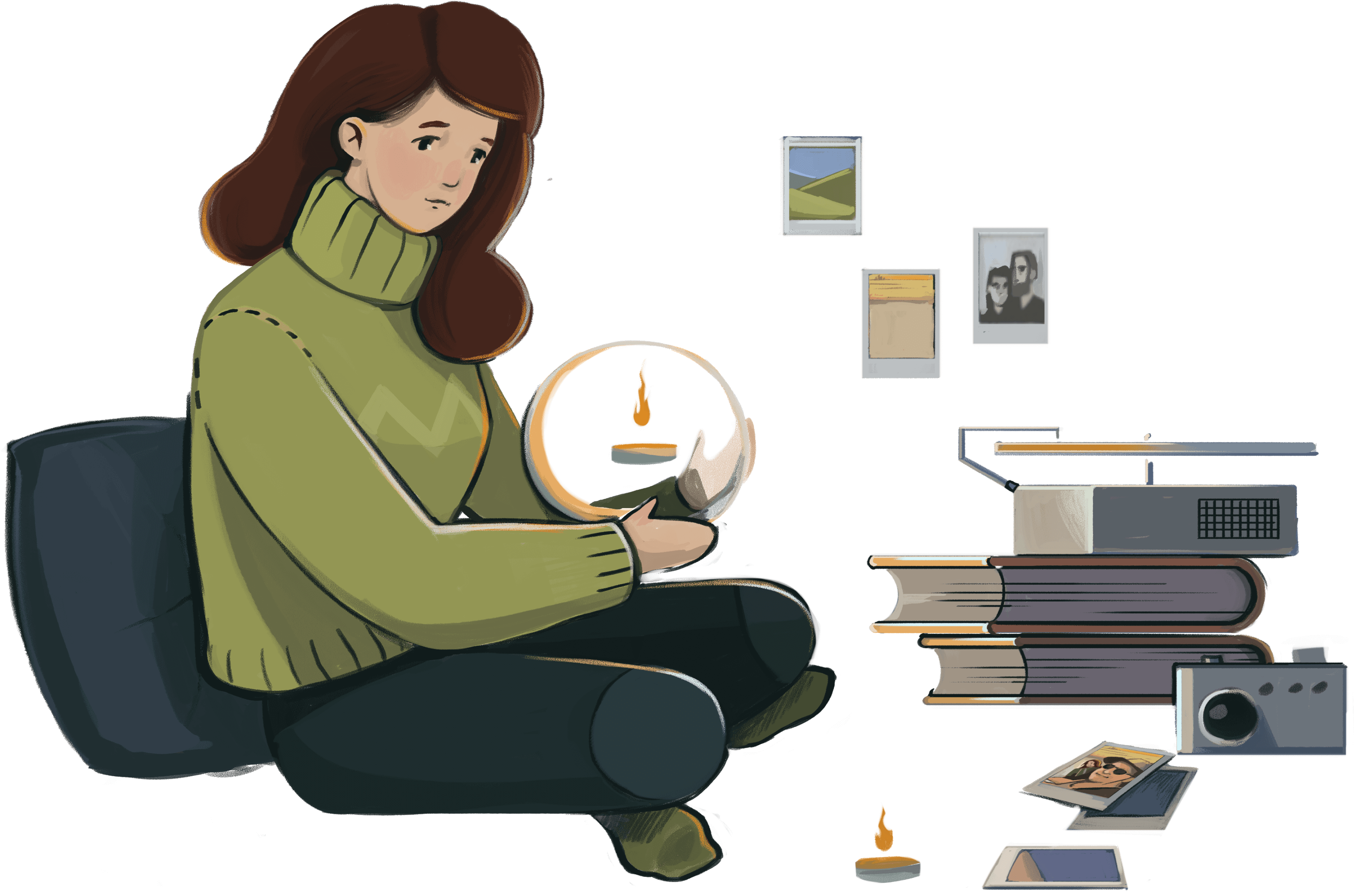 Person holding candle around memories of a loved one